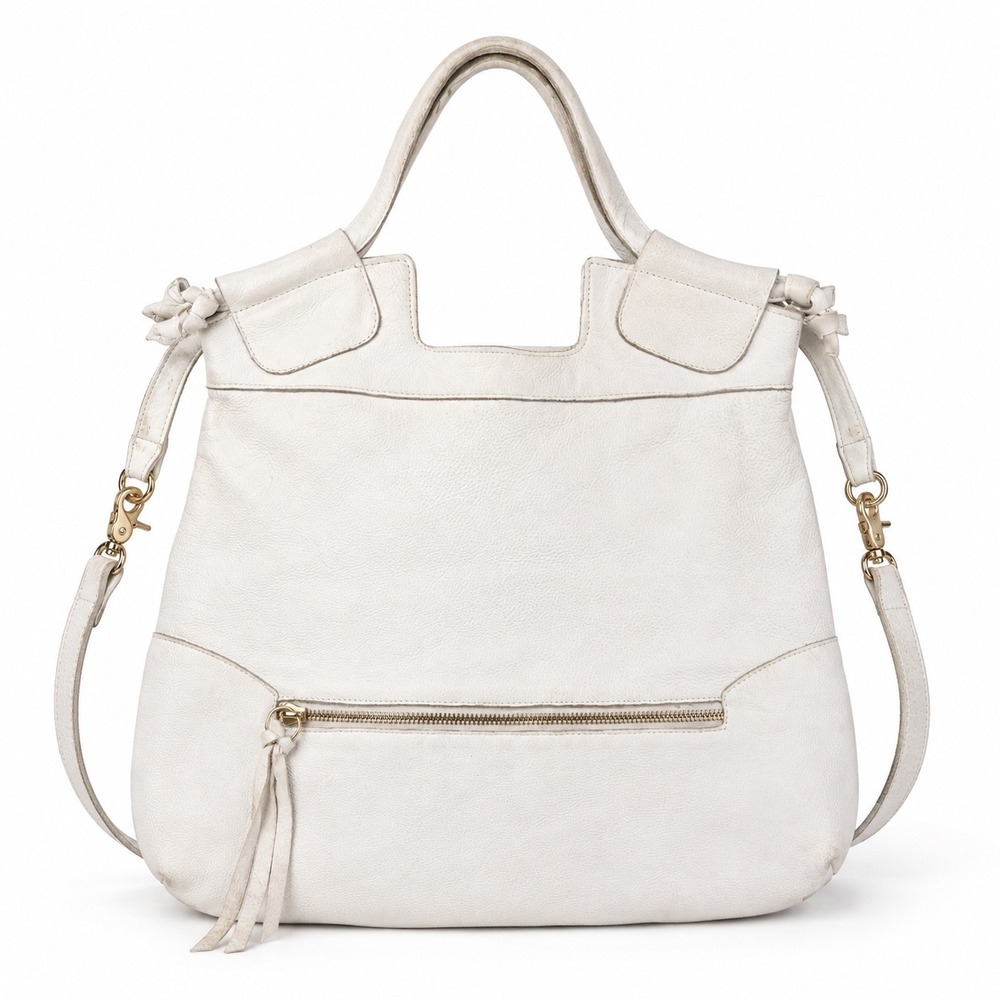 Foley + Corinna Mid City White Pebbled Leather Convertible Crossbody Bag tote
